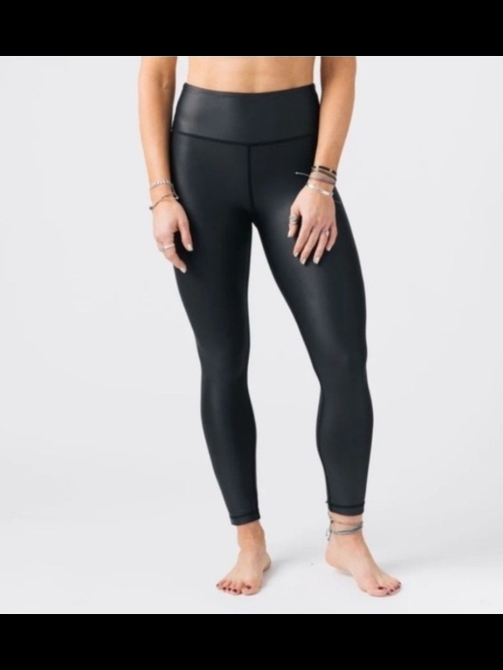 ZYIA Black matallic light n tight leggings 7/8 size 8-10